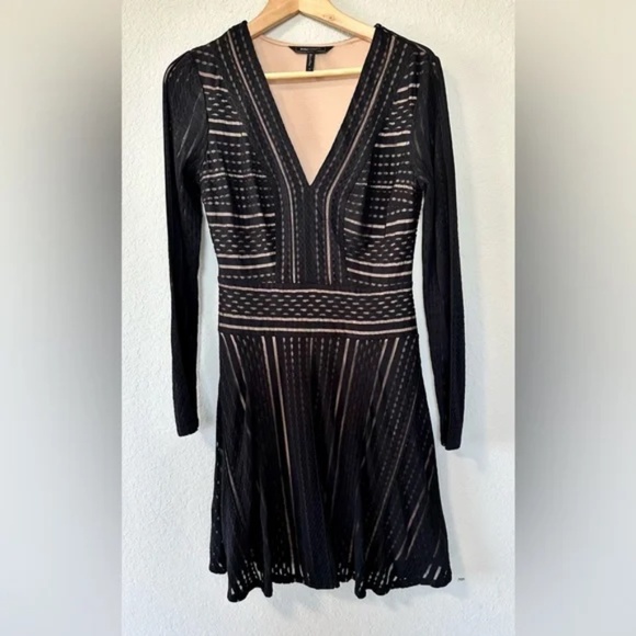 BCBGMaxazria Kinley Luxe Stripe Lace long sleeve Dress - Picture 6 of 15